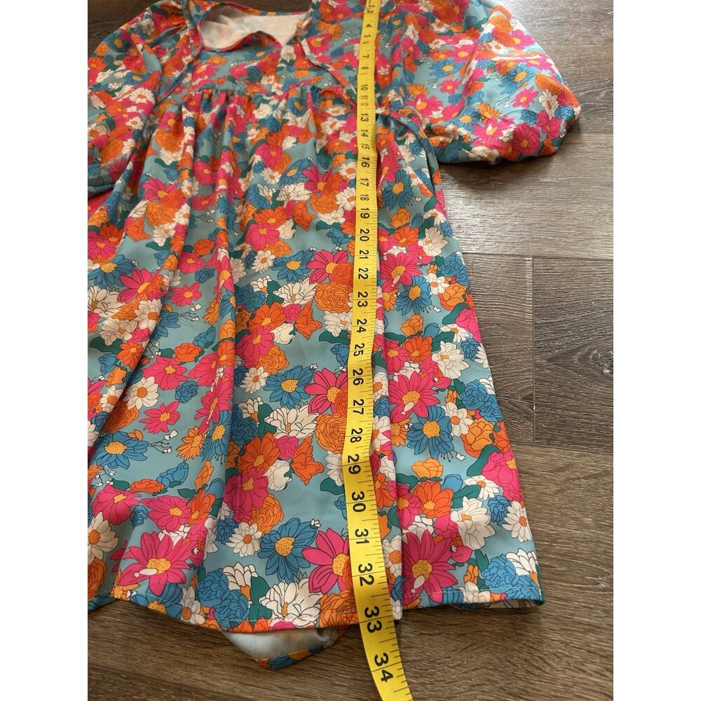 Women’s Boho Floral Peasant Blouse Balloon Sleeve Baby Doll Tunic Cottage Core S - Picture 4 of 6